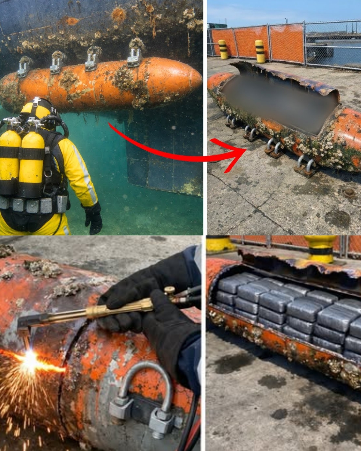 Diver Found Strange Rocket Attached to Ship, Torched It Open and Turned Pale!